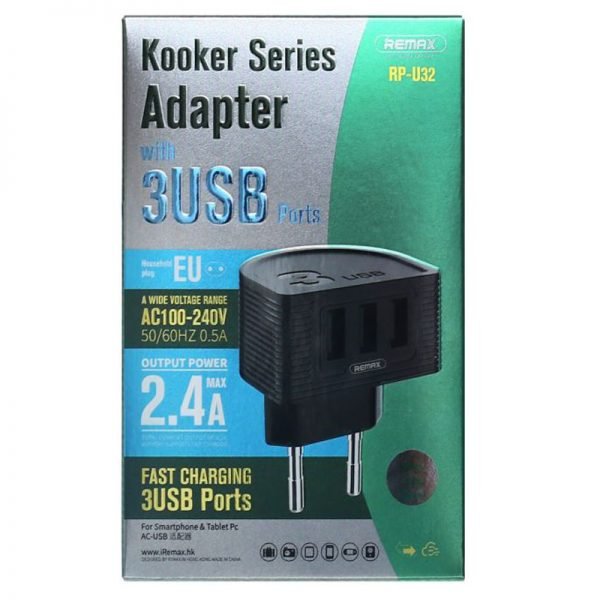 Remax RP-U32 Adapter Kooker Series Fast Charging With 3 USB Ports 2.4A